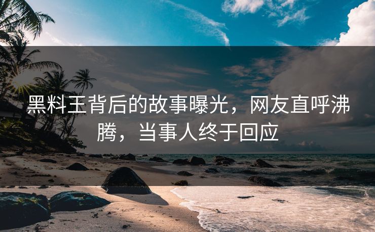 黑料王背后的故事曝光，网友直呼沸腾，当事人终于回应