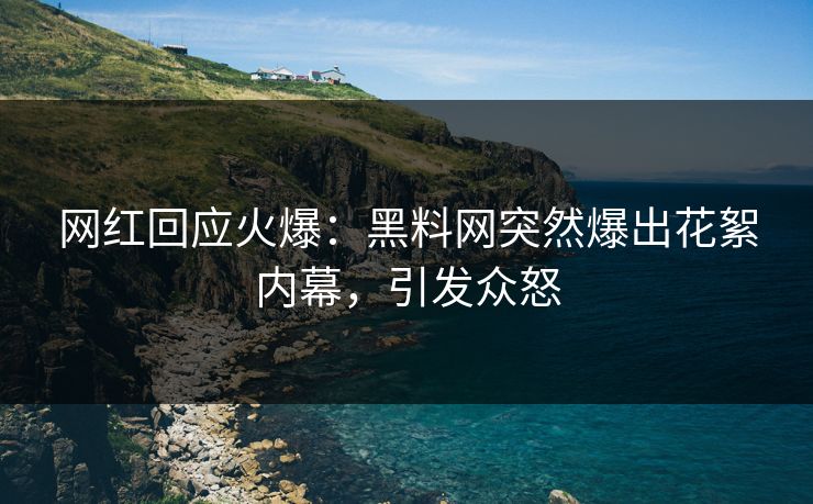 网红回应火爆：黑料网突然爆出花絮内幕，引发众怒