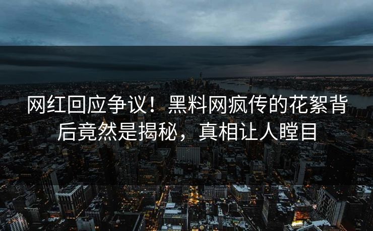 网红回应争议！黑料网疯传的花絮背后竟然是揭秘，真相让人瞠目