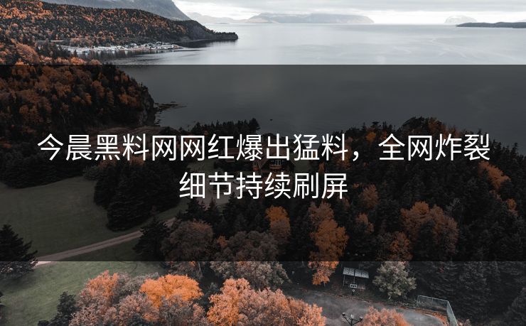 今晨黑料网网红爆出猛料，全网炸裂细节持续刷屏