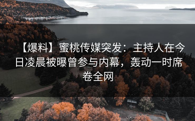 【爆料】蜜桃传媒突发：主持人在今日凌晨被曝曾参与内幕，轰动一时席卷全网