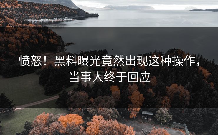 愤怒！黑料曝光竟然出现这种操作，当事人终于回应