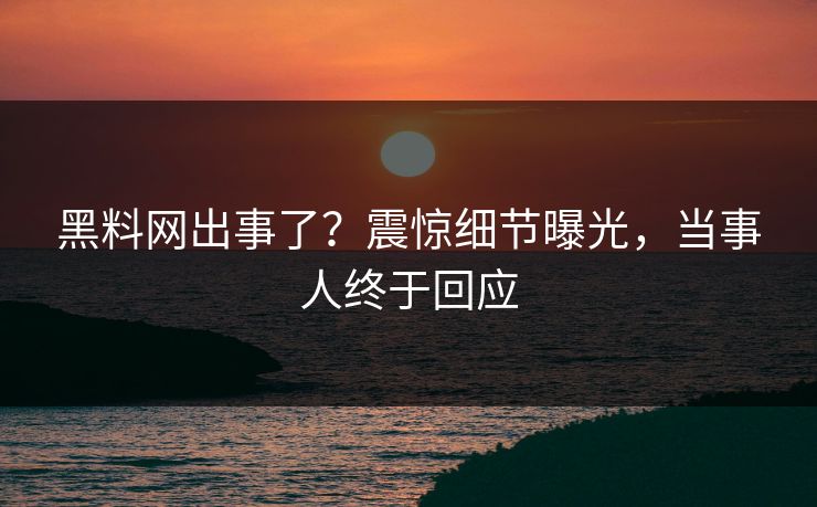 黑料网出事了？震惊细节曝光，当事人终于回应