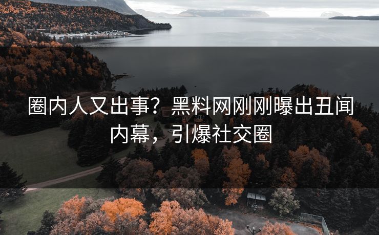 圈内人又出事？黑料网刚刚曝出丑闻内幕，引爆社交圈