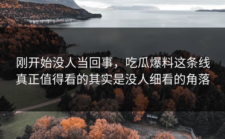 刚开始没人当回事，吃瓜爆料这条线真正值得看的其实是没人细看的角落